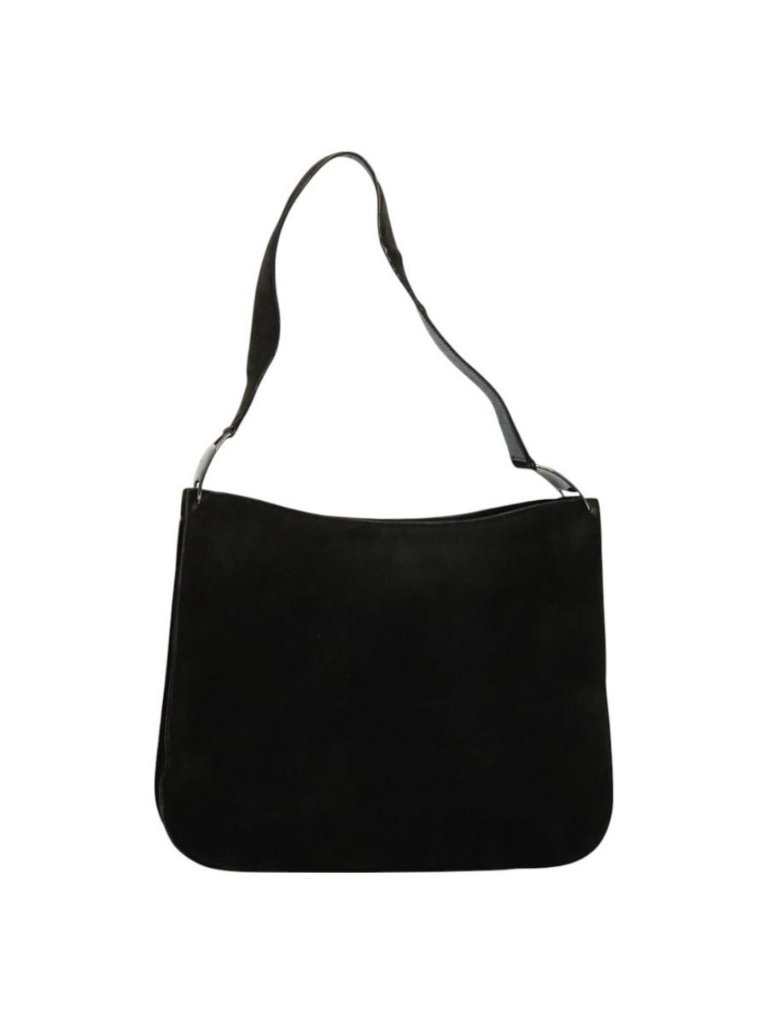 Authentic Salvatore Ferragamo Shoulder Bag Suede Dark Brown